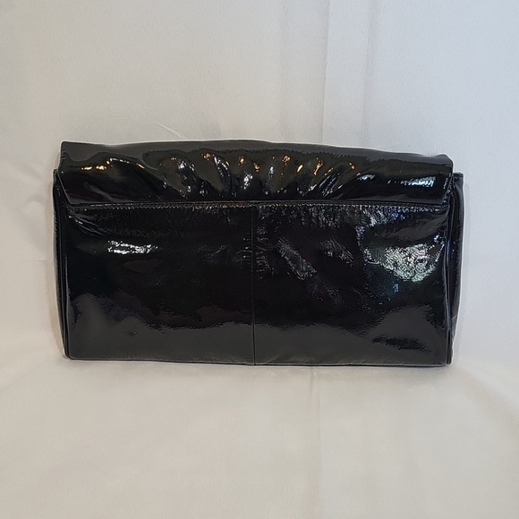 CHARLES DAVID Patent Leather Envelope Clutch Handbag Purse Black Foldover NWT - Picture 4 of 16